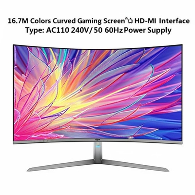Schermo curvo da gioco con 16,7 milioni di colori, interfaccia HD-MI e alimentazione AC110-240V/50-60Hz